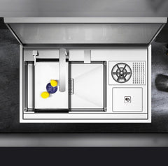 Single Bowl Handmade Hidden Kitchen Sink with in-Built Kitchen Faucet(Steel)