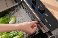 Dragon Sink Waterfall Digital Display Faucet Bionic Honeycomb Black Kitchen Sink With Knife Holder