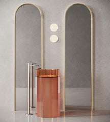 Modern minimalist multi-colorful transparent resin column basin designer bathroom all-in-one freestanding basin by zinarch