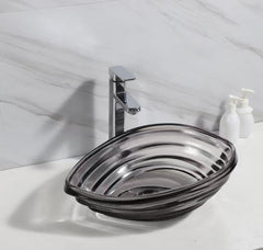 Clear Glass Vessel Bathroom Sink with Specialty Shape