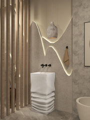 Artificial Stone Japandi style Freestanding Basin by Zinarch