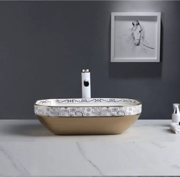 Floral Print Basin-Deal Strip White by Zinarch