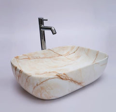 Zinarch Ceramic Designer Rectangular Gold Counter Top/Over Counter Wash Basin