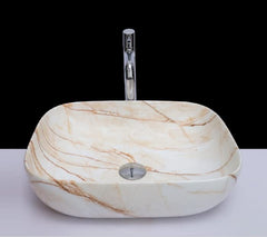 Zinarch Ceramic Designer Rectangular Gold Counter Top/Over Counter Wash Basin