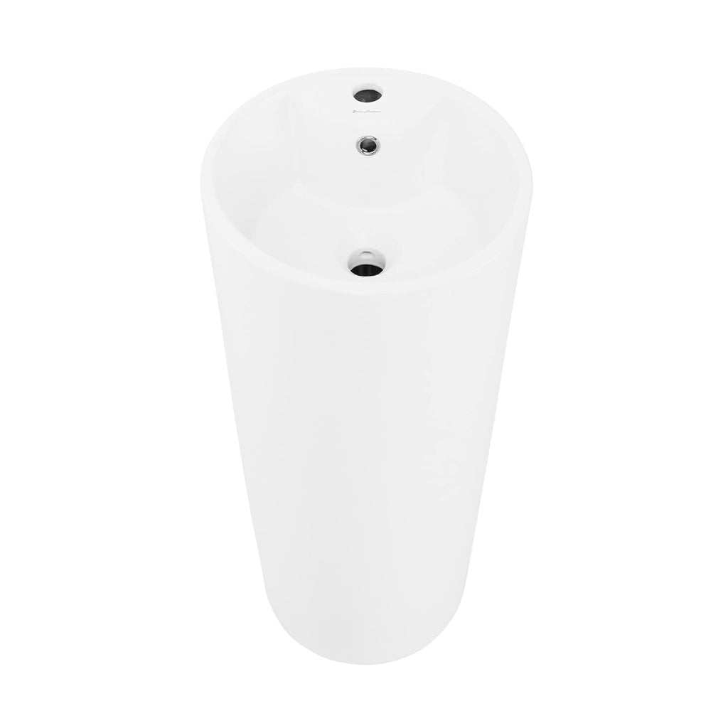 White Round Pedestal Basin by Zinarch