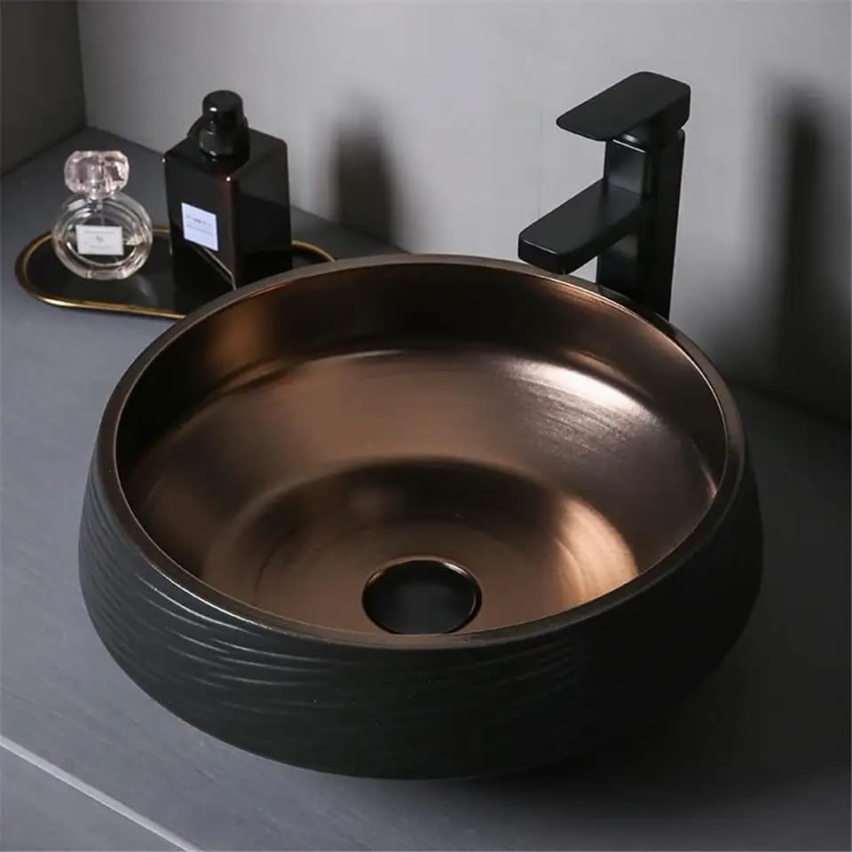 Ceramic Round Black Basin