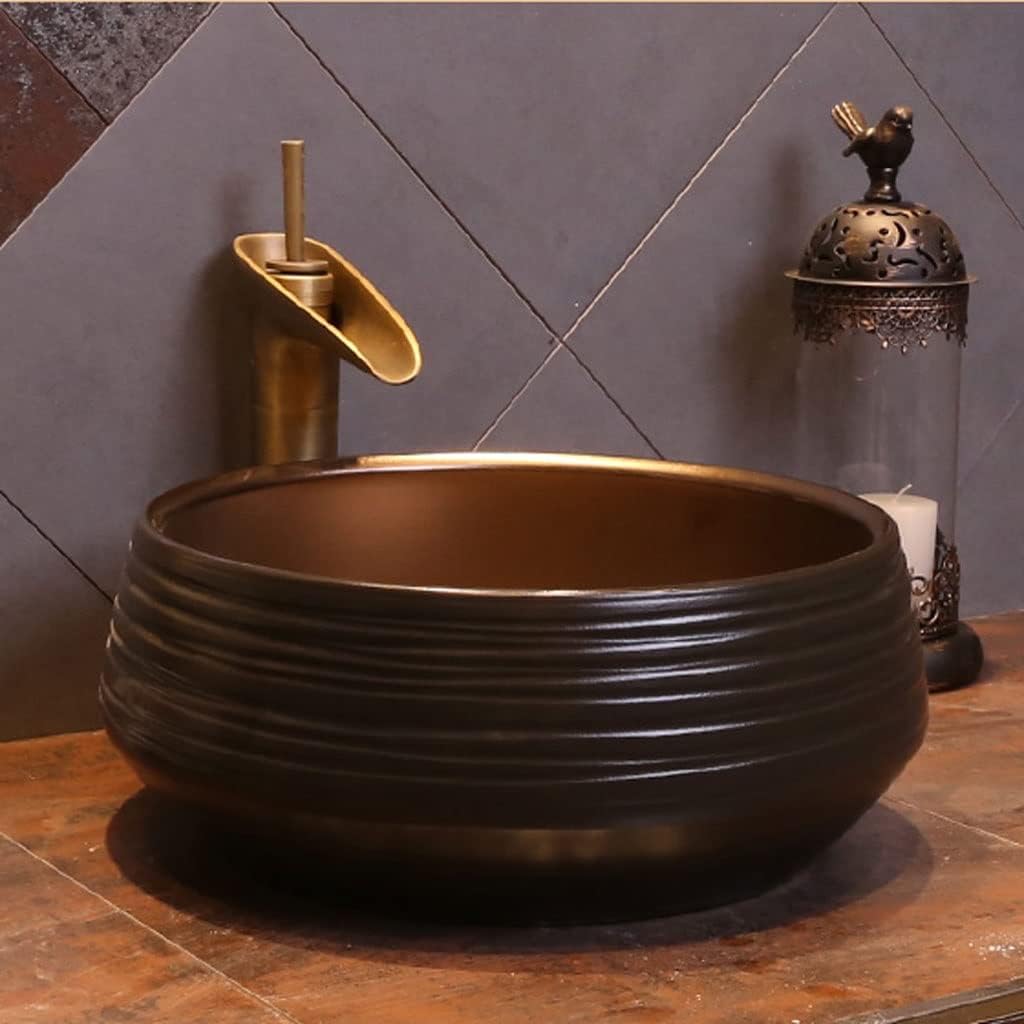 Ceramic Round Black Basin
