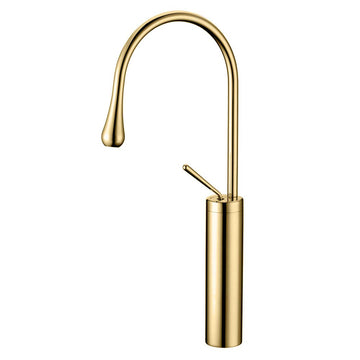 Zinarch Single Lever Basin Sink Mixer Connecting Hoses and Installation kit (Drop Gold)