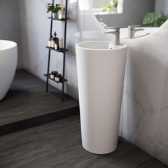 White Round Pedestal Basin by Zinarch