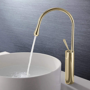 Zinarch Single Lever Basin Sink Mixer Connecting Hoses and Installation kit (Drop Gold)