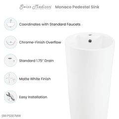 White Round Pedestal Basin by Zinarch