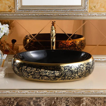 Black Rose Gold Print Basin BY Zinarch