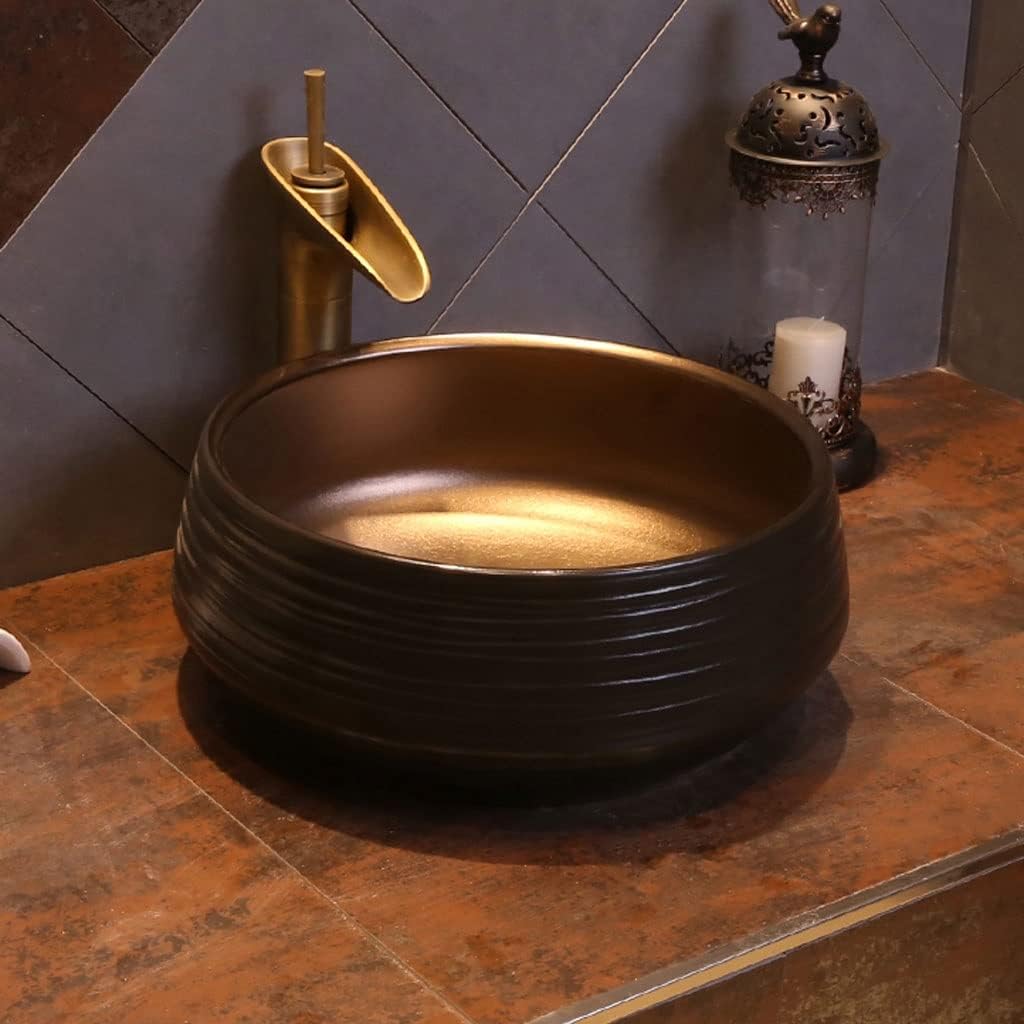 Ceramic Round Black Basin
