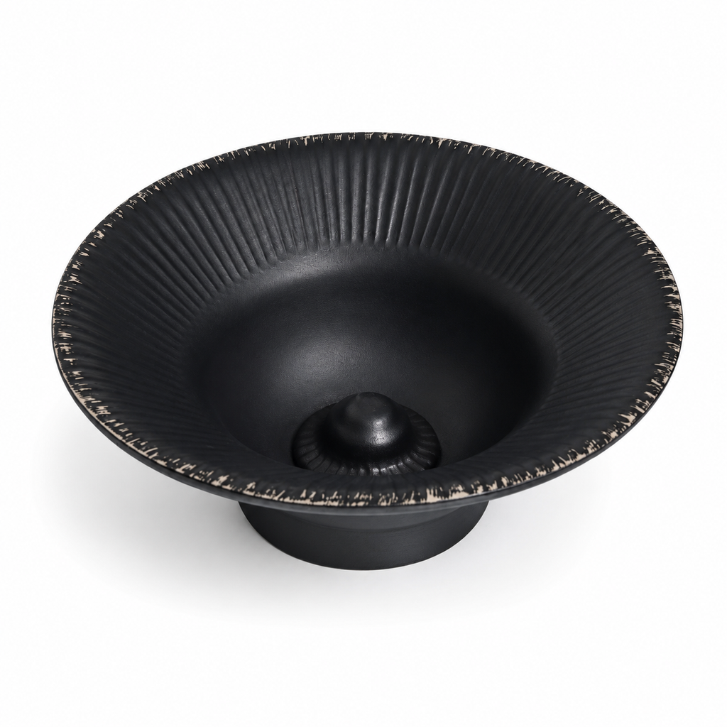 Obsidian Ripple Ceramic Basin