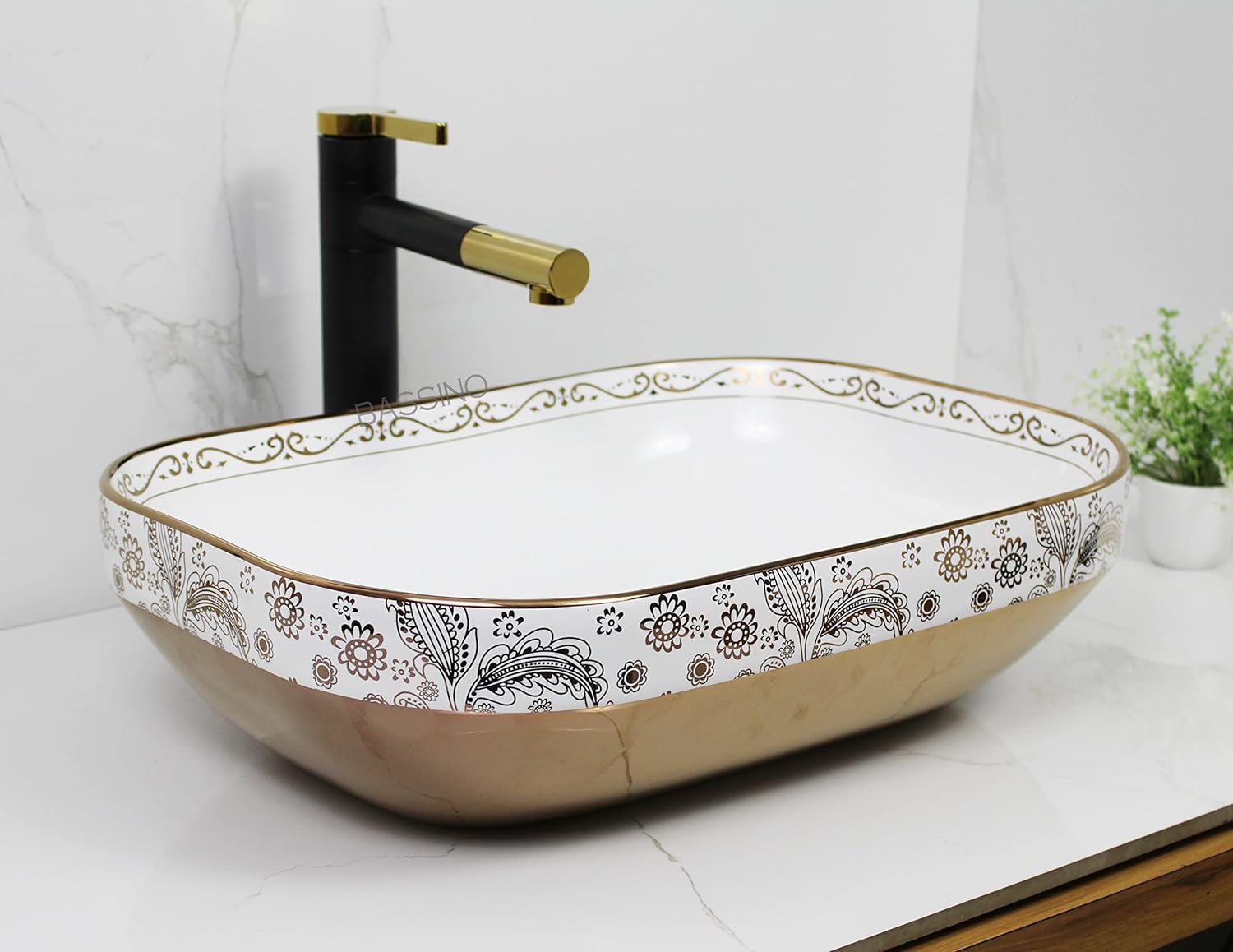 Floral Print Basin-Deal Strip White
