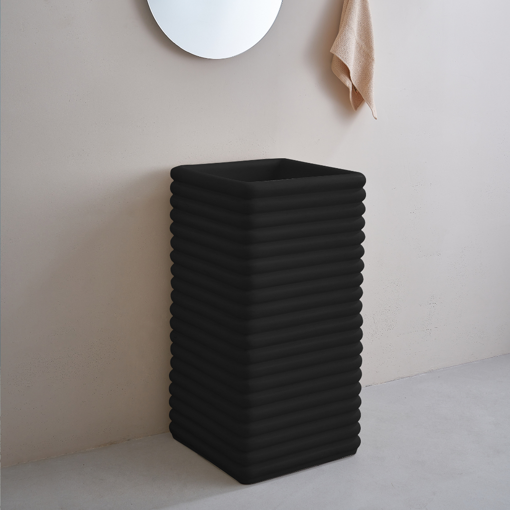 Zinarch Square Artificial Stone Freestanding Basin