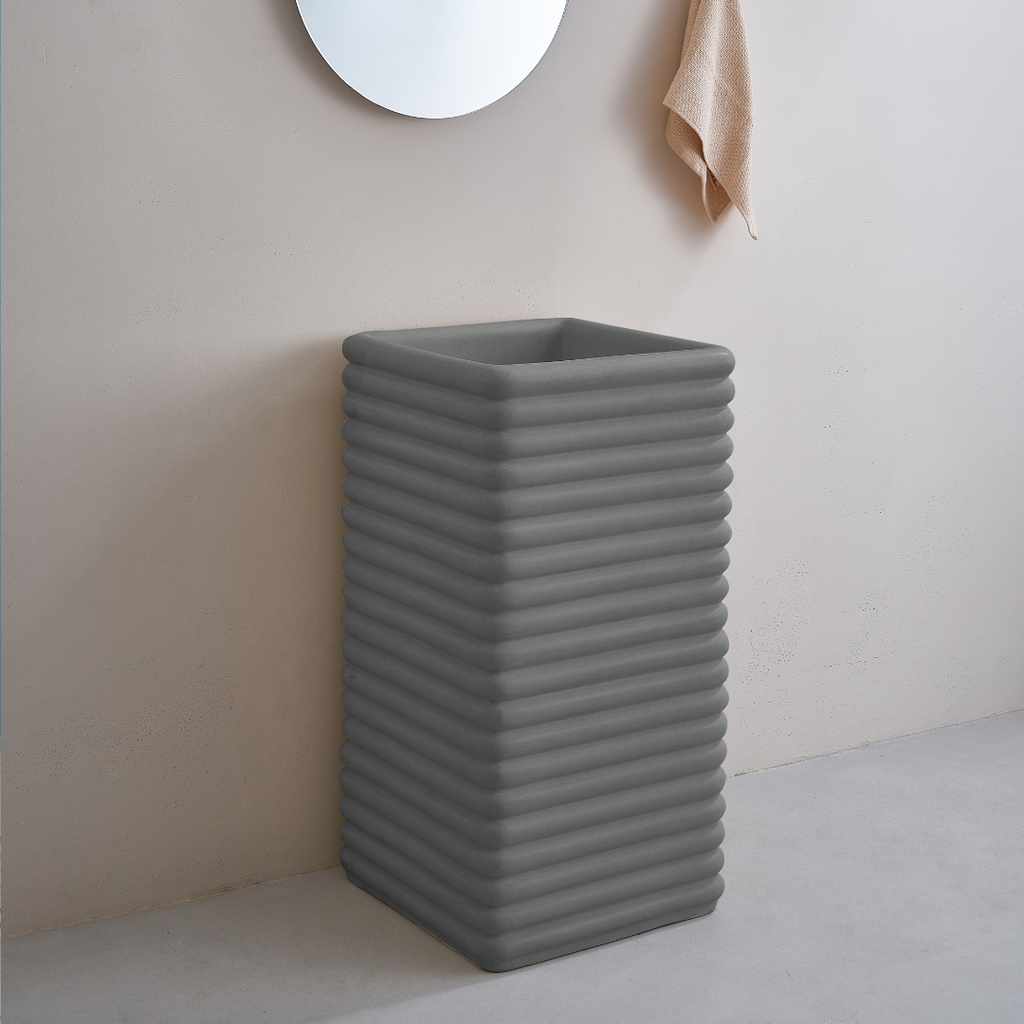 Zinarch Square Artificial Stone Freestanding Basin