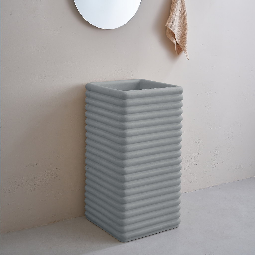 Zinarch Square Artificial Stone Freestanding Basin
