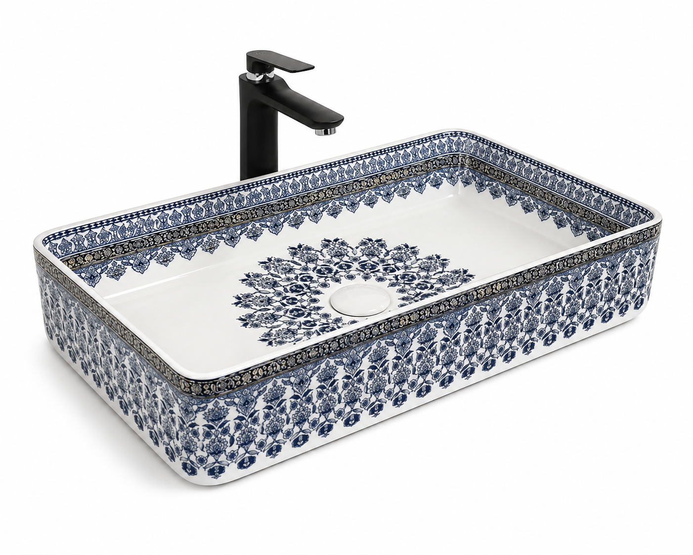 Heritage Blue Ceramic Countertop Basin