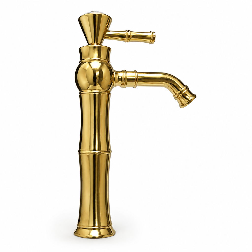 Aurum Crystal Gold Countertop Basin Mixer