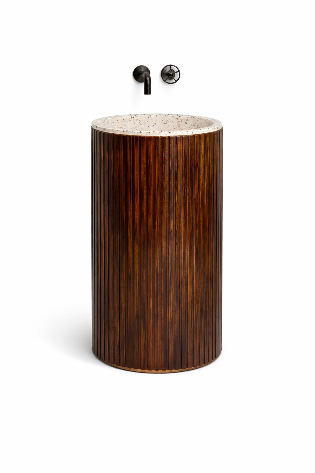 Fluted Wooden Pedestal Basin