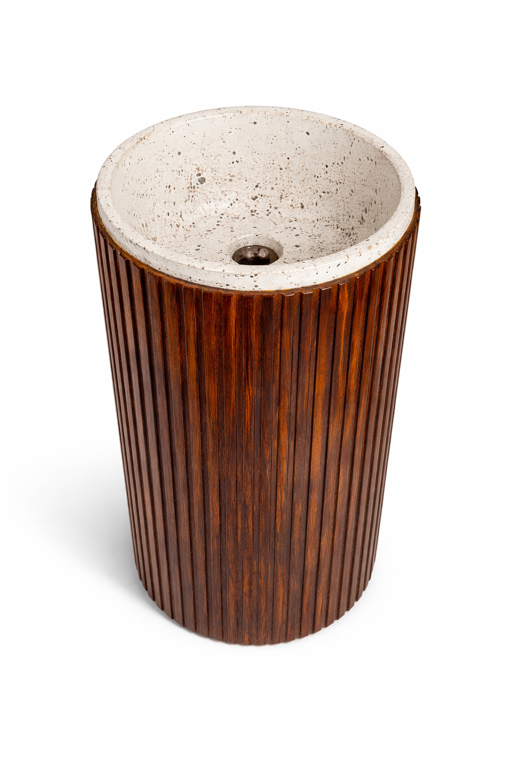 Fluted Wooden Pedestal Basin