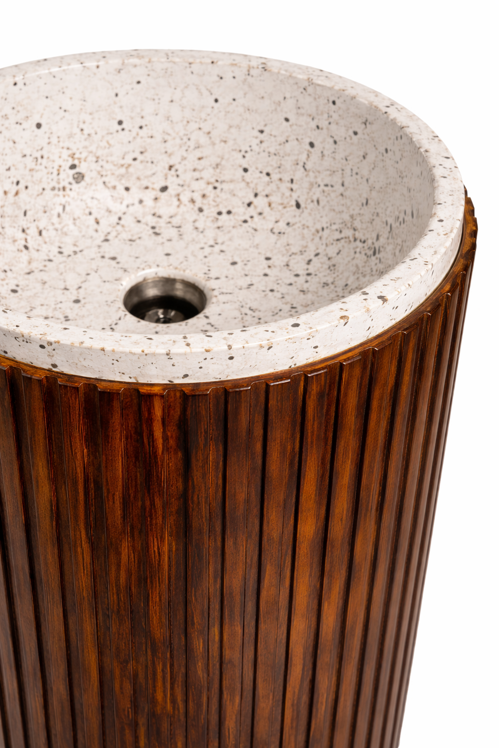 Fluted Wooden Pedestal Basin