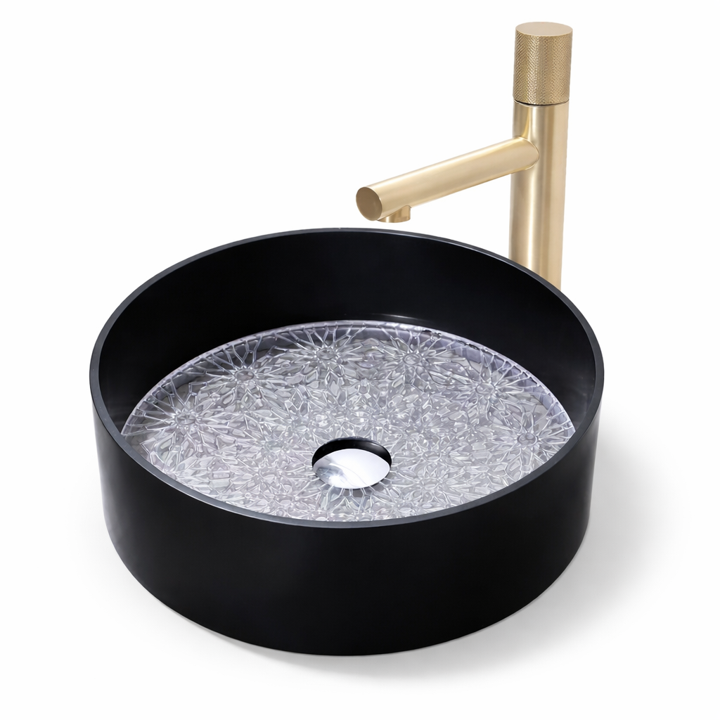 Countertop Basin with Crystal Glass Base