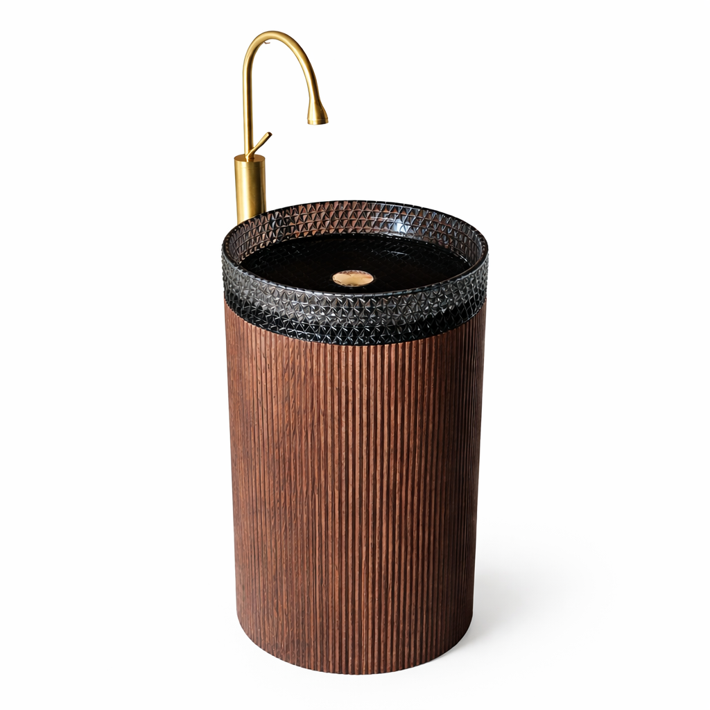 Fluted Steel Free-Standing Basin