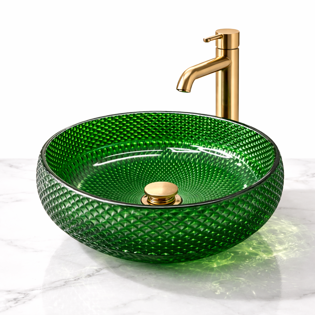Emerald Textured Glass Countertop Basin