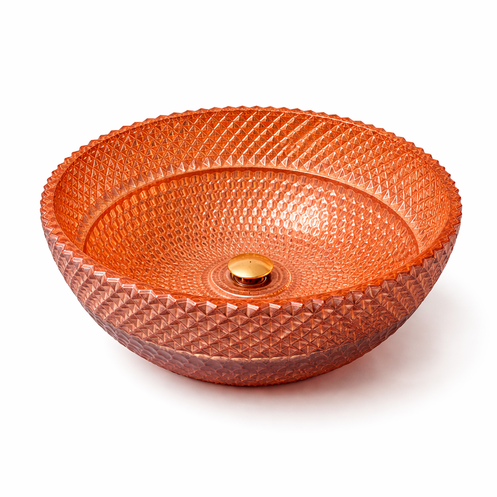 Diamond Textured Glass Countertop Basin