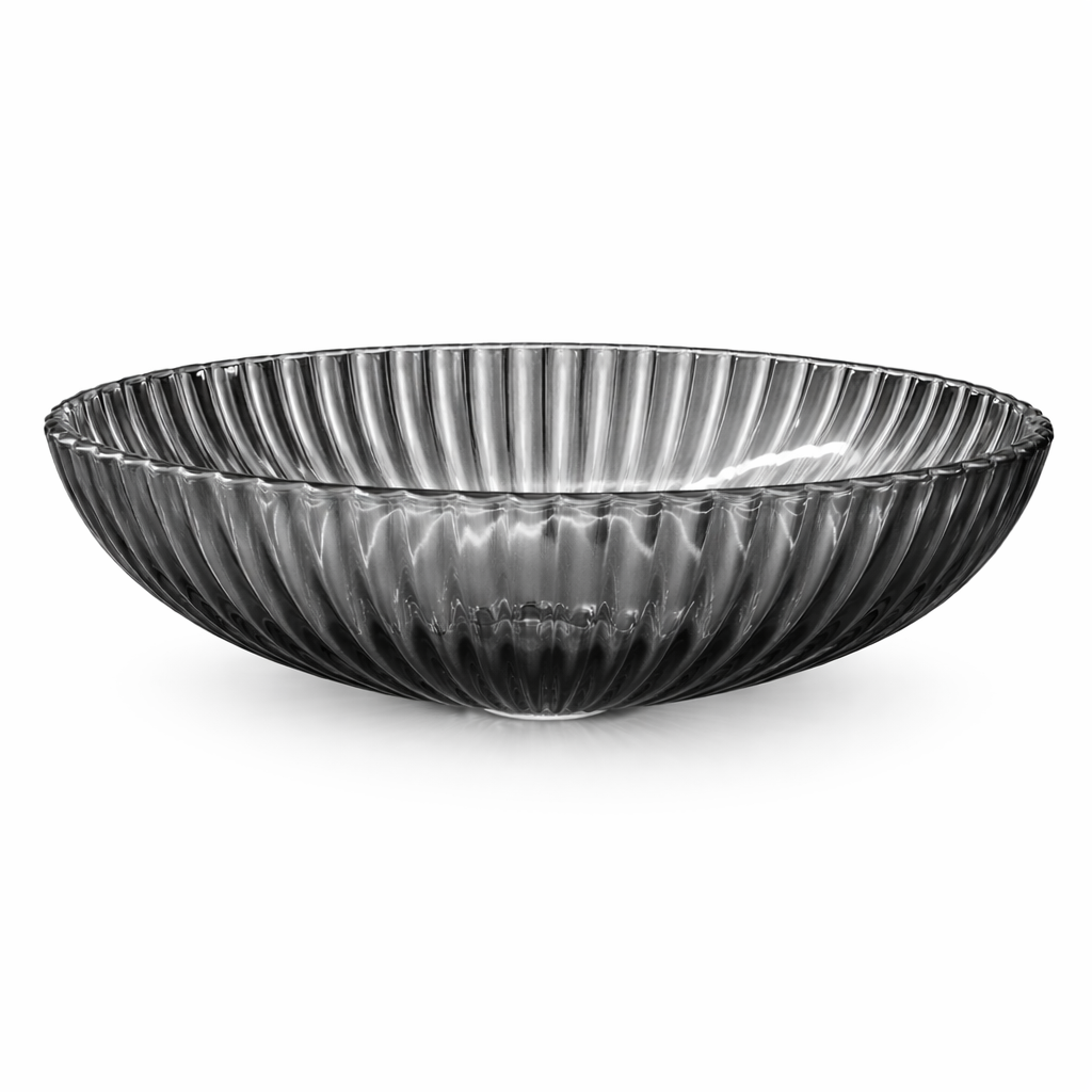 Smoky Grey Fluted Glass Countertop Basin