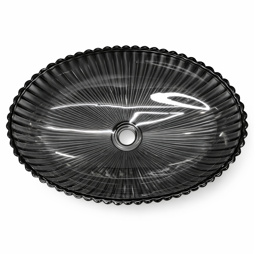 Smoky Grey Fluted Glass Countertop Basin