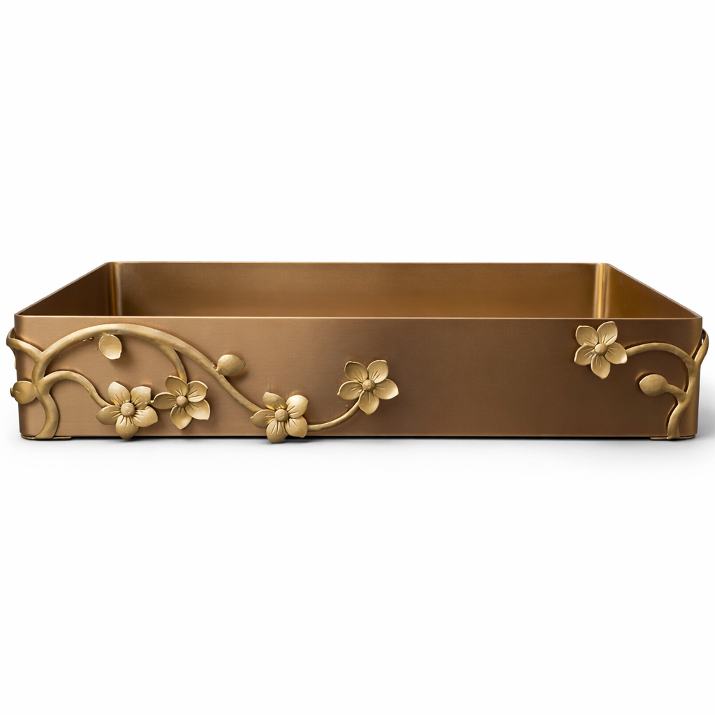 Rectangular Countertop Basin with Floral Detail