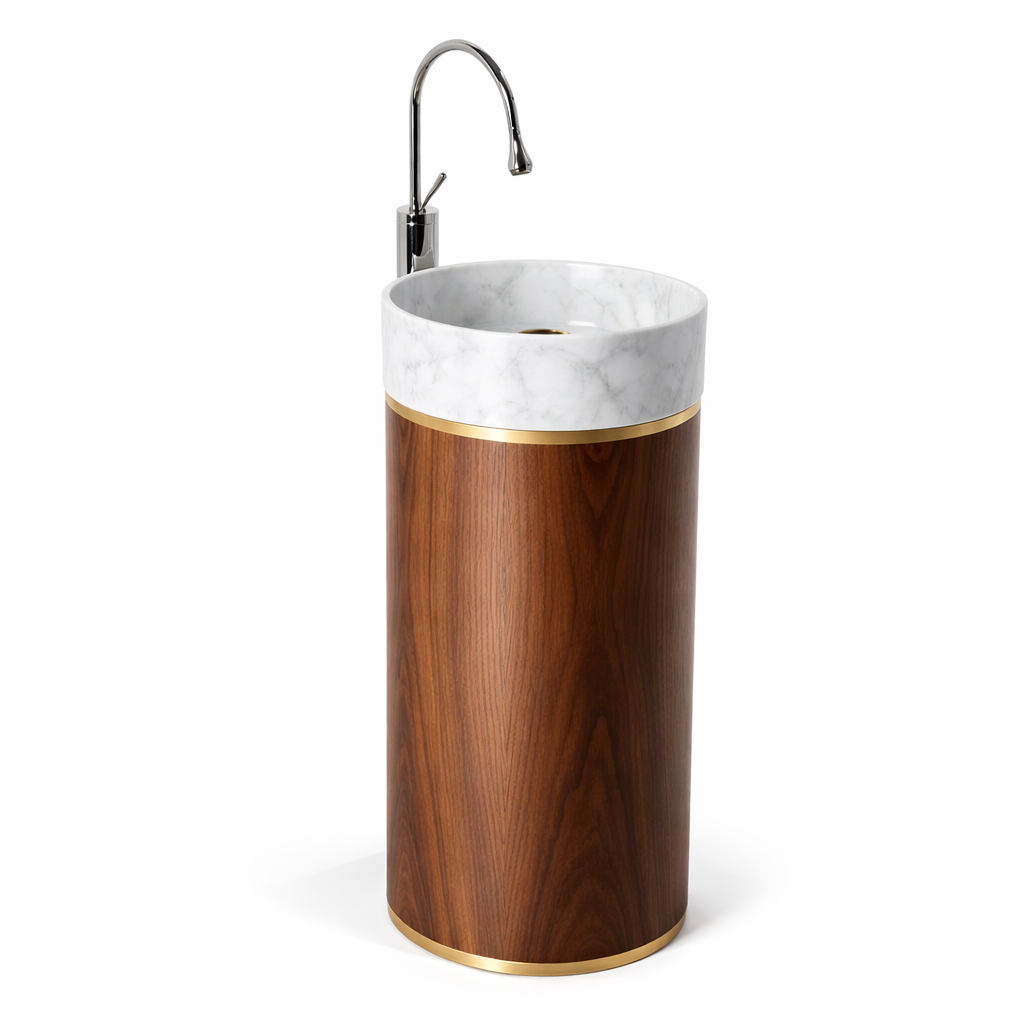 Fluted Steel Free-Standing Basin