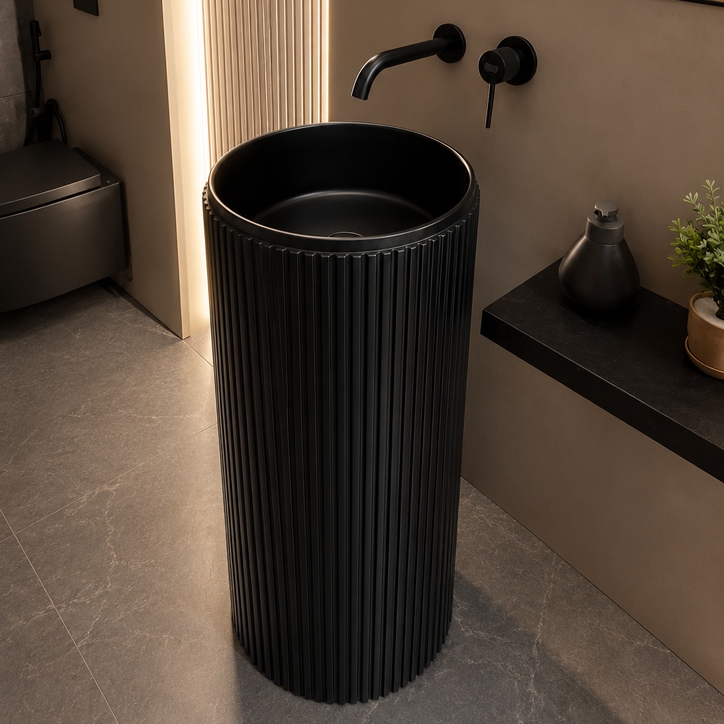 Noir Fluted Freestanding Basin