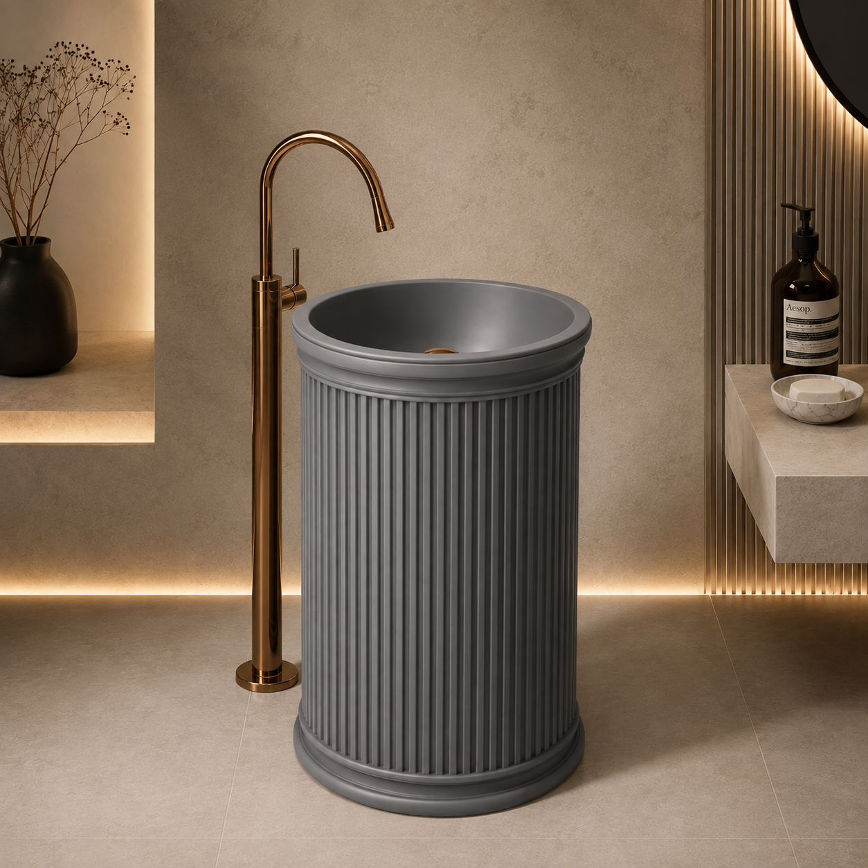 Veyra Fluted Freestanding Basin