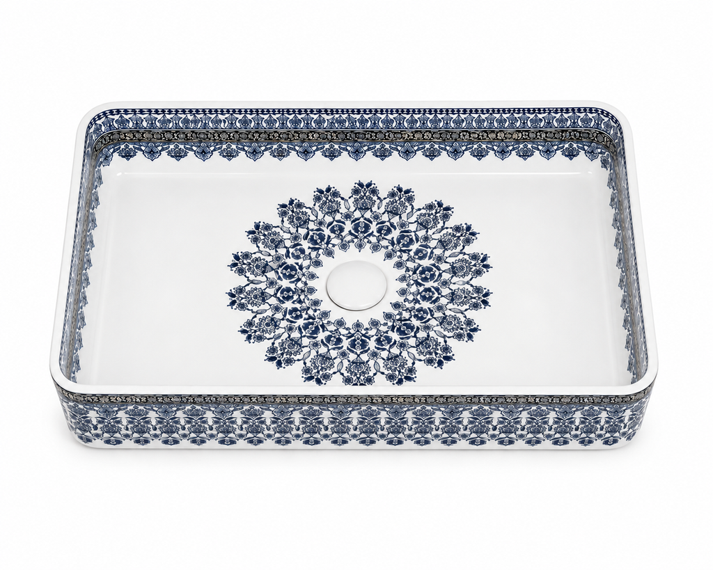 Heritage Blue Ceramic Countertop Basin