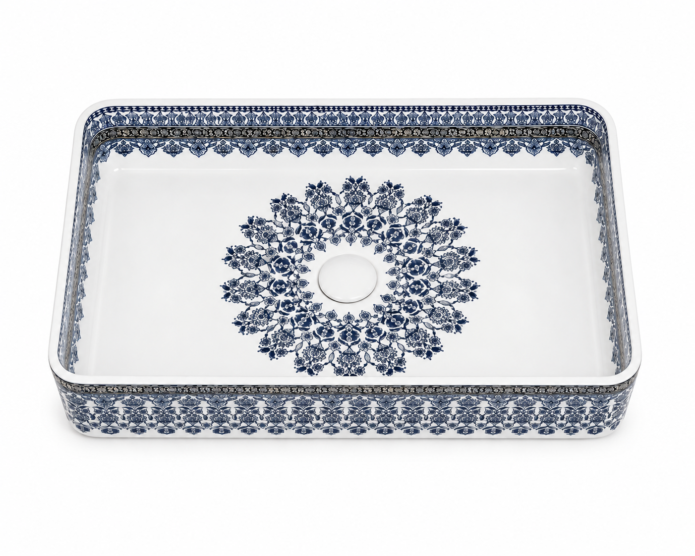 Heritage Blue Ceramic Countertop Basin