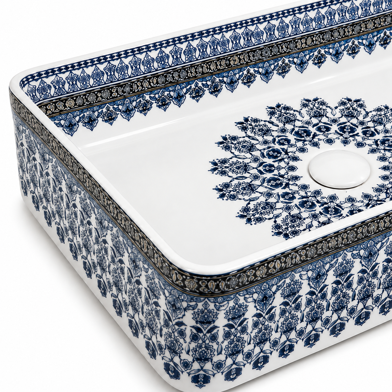 Heritage Blue Ceramic Countertop Basin