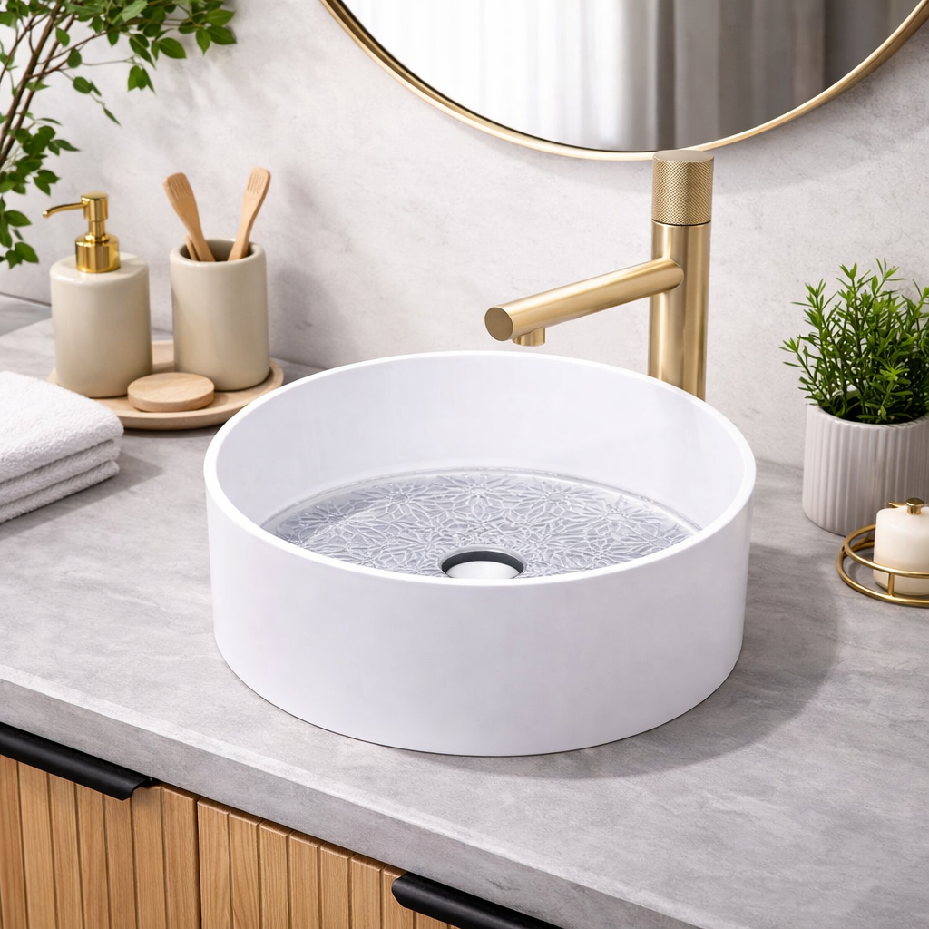 Countertop Basin with Crystal Glass Base