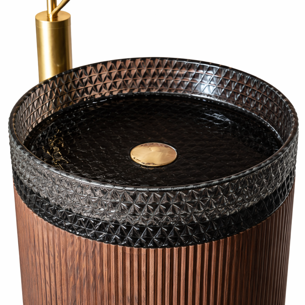 Fluted Steel Free-Standing Basin