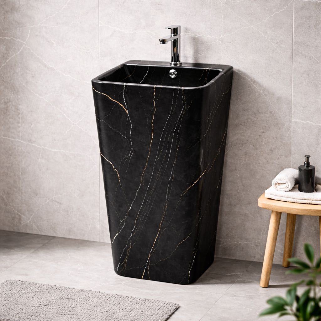 Square Black Panther Freestanding Basin