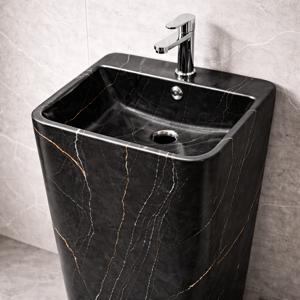 Square Black Panther Freestanding Basin