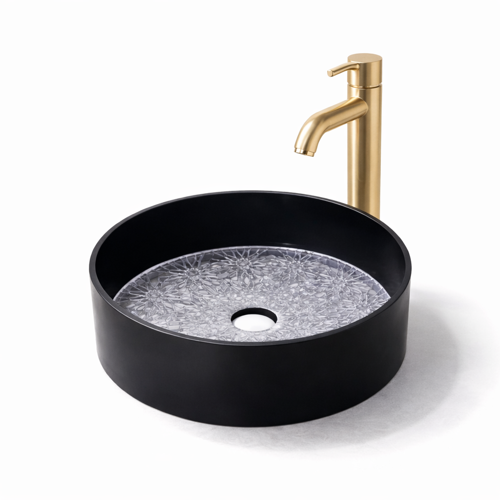 Countertop Basin with Crystal Glass Base