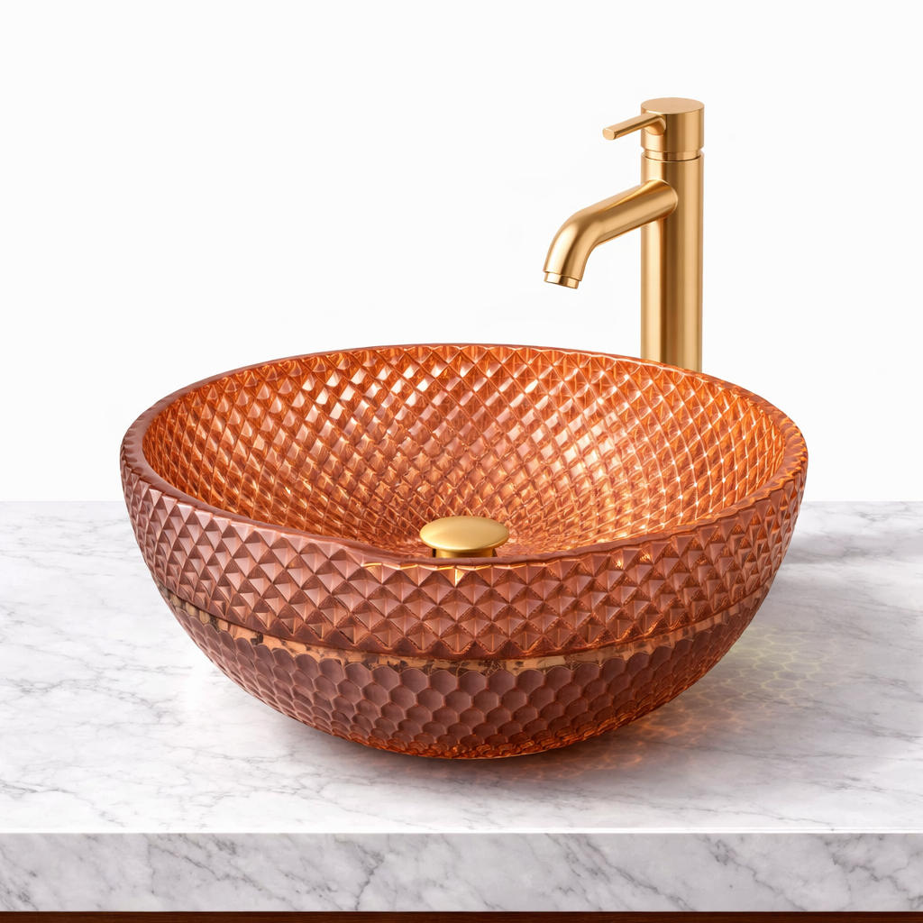 Diamond Textured Glass Countertop Basin