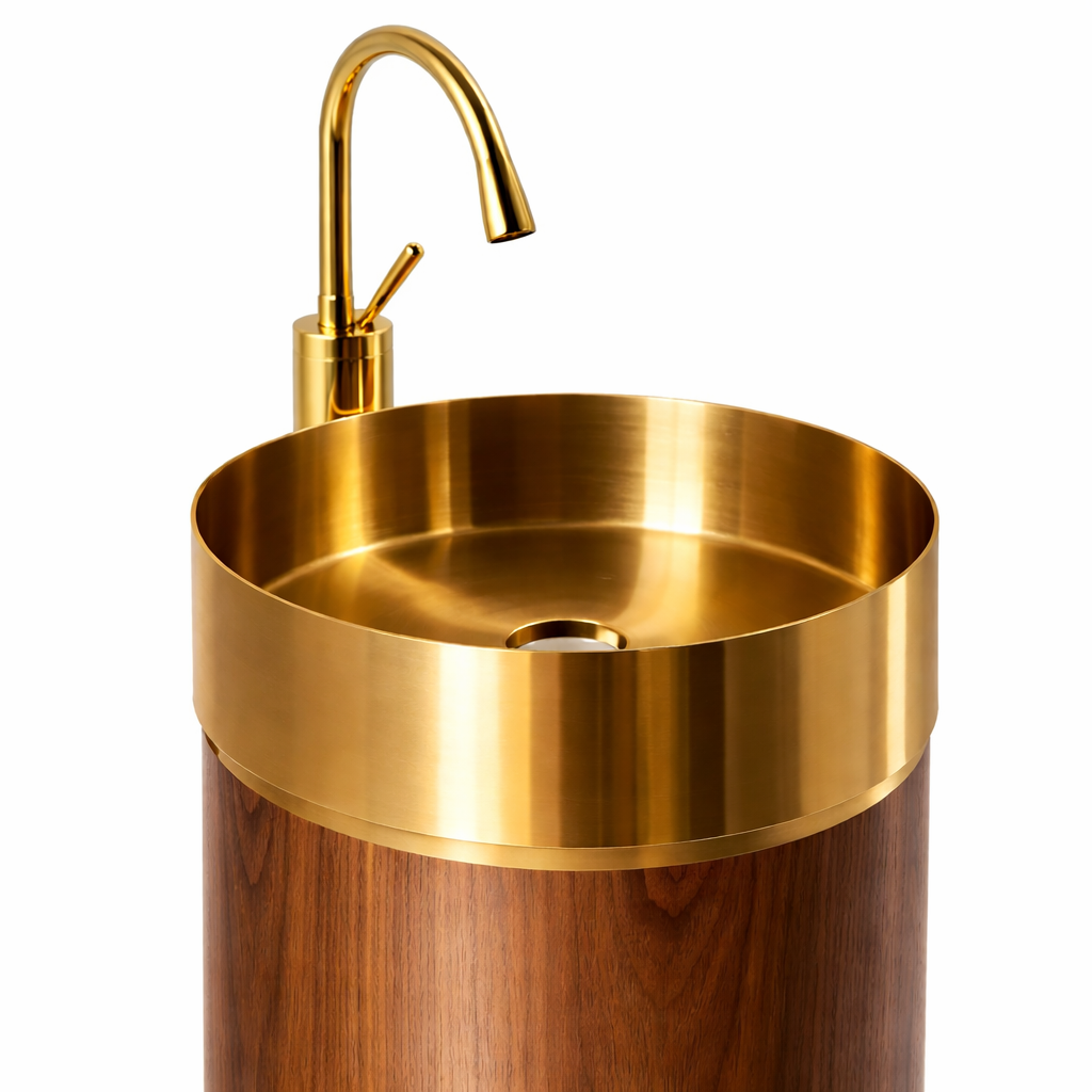 Fluted Steel Free-Standing Basin