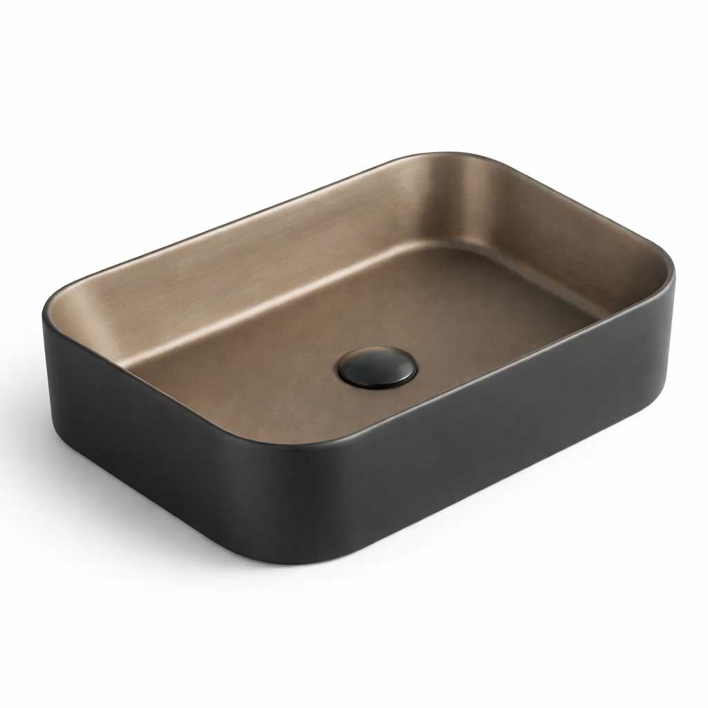 Black and Copper Table Top Basin