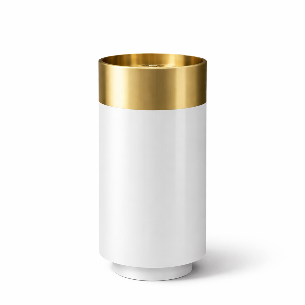 Stainless Steel Round Gold And White Freestanding Basin