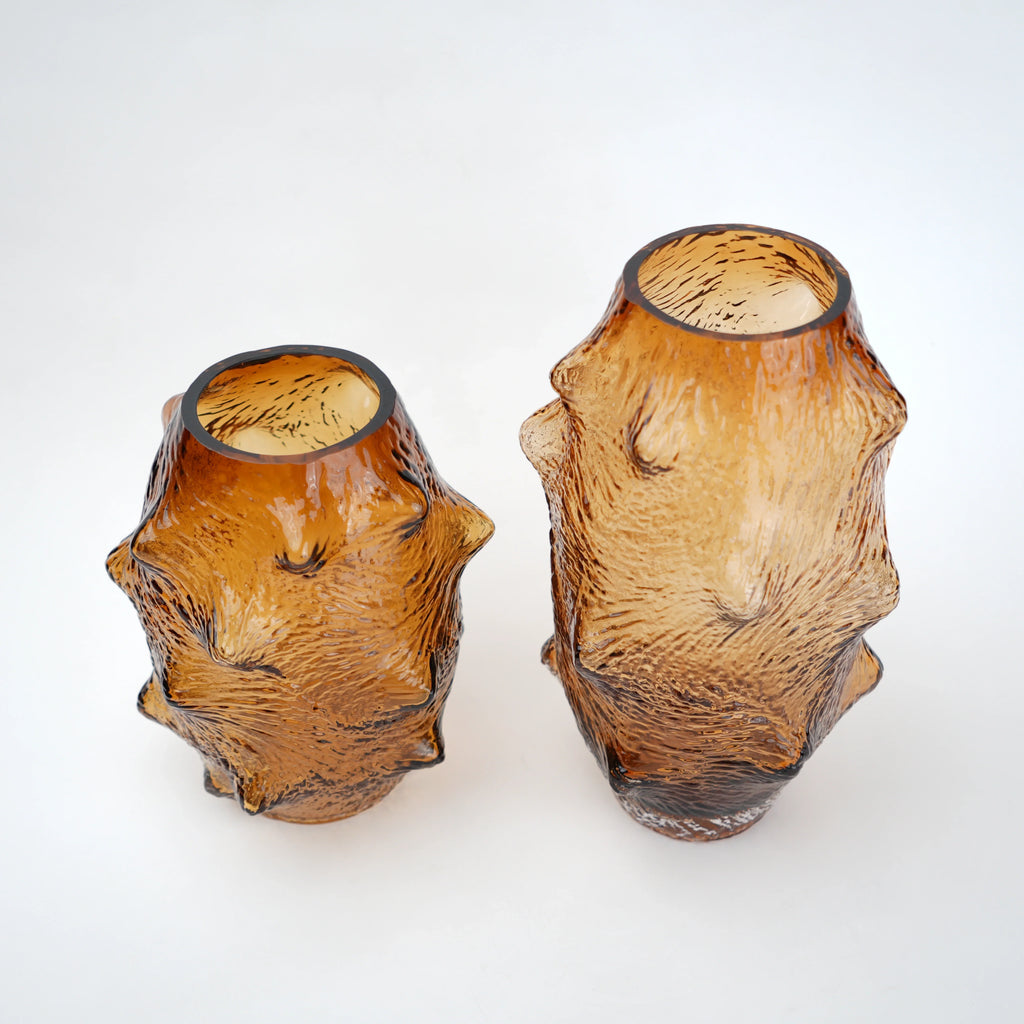 Amber Hammered Glass Vase